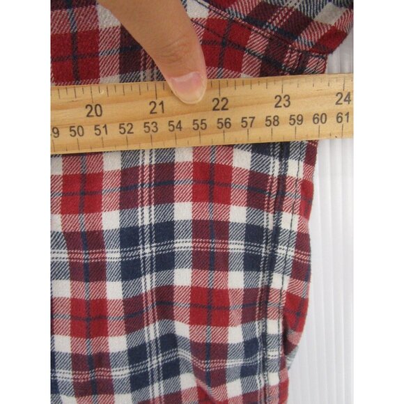 Duluth Shirt Large Red Flannel Button Up Shirt Plaid Work Flap Pockets - Picture 5 of 9